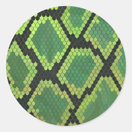 Snake Black en Green Print Ronde Sticker (Voorkant)