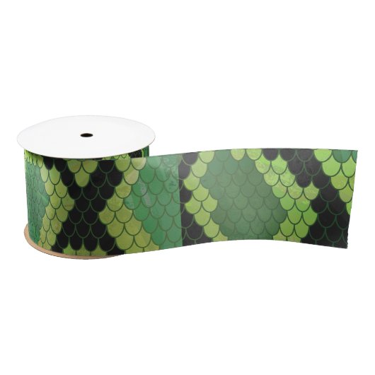 Snake Black en Green Print Satijnen Lint (Spoel)