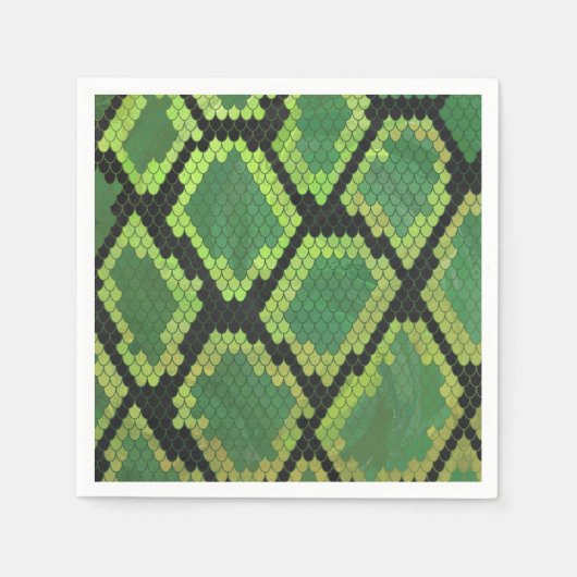 Snake Black en Green Print Servetten (Voorkant)