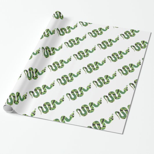 Snake Black en Green Print Silhouette Cadeaupapier (Uitgerold)
