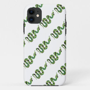 Snake Black en Green Print Silhouette iPhone 11 Hoesje