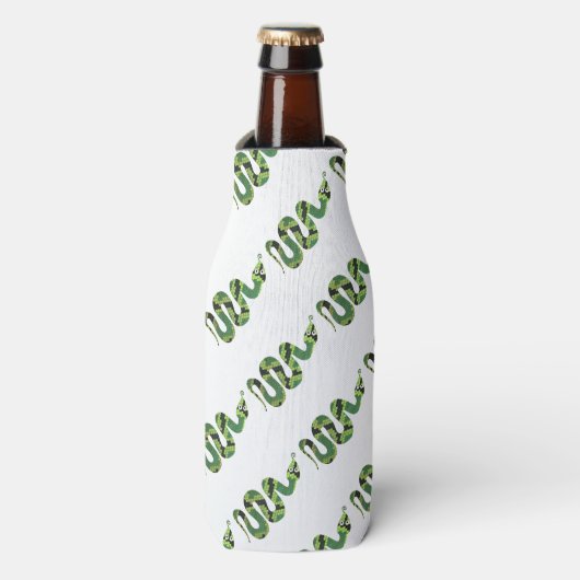 Snake Black en Green Print Silhouette Flesjeskoeler (Fles Voorkant)