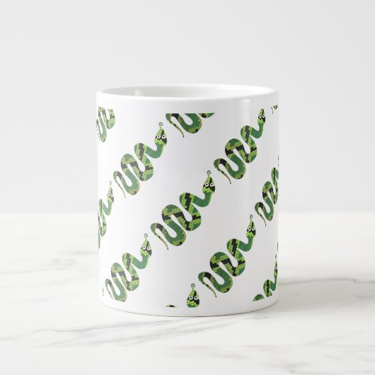Snake Black en Green Print Silhouette Grote Koffiekop (Voorkant)