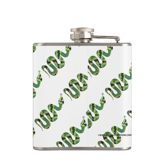 Snake Black en Green Print Silhouette Heupfles (Achterkant)