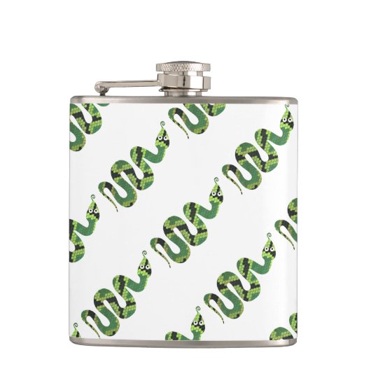 Snake Black en Green Print Silhouette Heupfles (Voorkant)