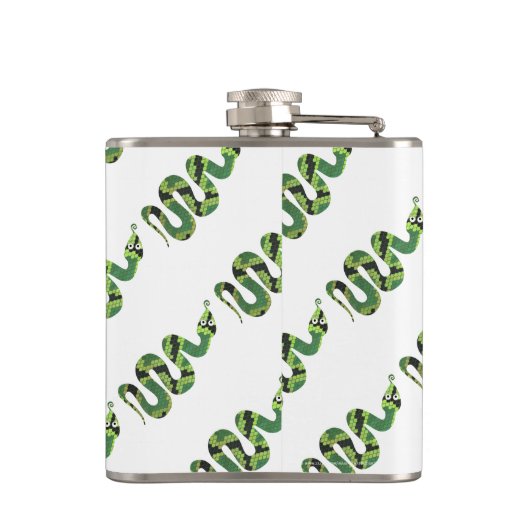 Snake Black en Green Print Silhouette Heupfles (Achterkant)