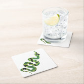Snake Black en Green Print Silhouette Kartonnen Onderzetters (Insitu)