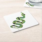 Snake Black en Green Print Silhouette Kartonnen Onderzetters (Schuin)