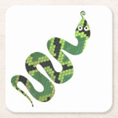 Snake Black en Green Print Silhouette Kartonnen Onderzetters (Voorkant)
