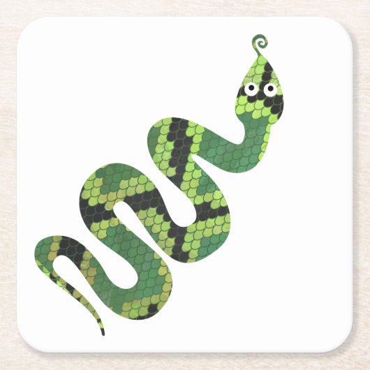 Snake Black en Green Print Silhouette Kartonnen Onderzetters (Voorkant)