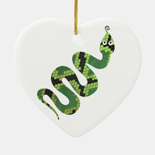 Snake Black en Green Print Silhouette Keramisch Ornament (Achterkant)