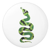 Snake Black en Green Print Silhouette Keramische Knop (Voorkant)