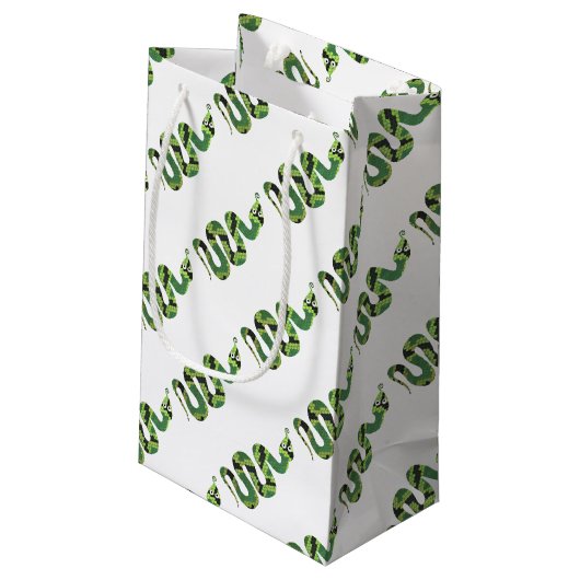 Snake Black en Green Print Silhouette Klein Cadeauzakje (Achterkant Gekanteld)