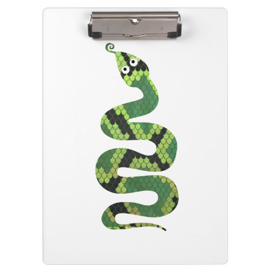 Snake Black en Green Print Silhouette Klembord (Voorkant)