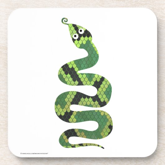Snake Black en Green Print Silhouette Onderzetter (Voorkant)