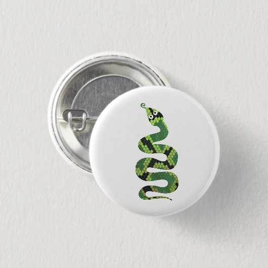 Snake Black en Green Print Silhouette Ronde Button 3,2 Cm (Voorkant /achterkant)