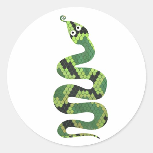 Snake Black en Green Print Silhouette Ronde Sticker (Voorkant)