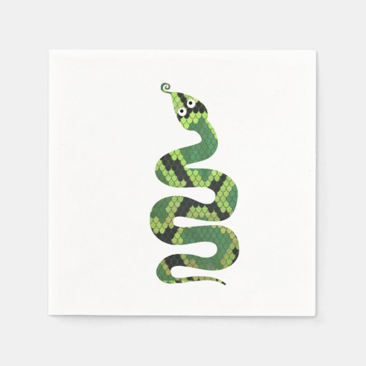 Snake Black en Green Print Silhouette Servet (Voorkant)