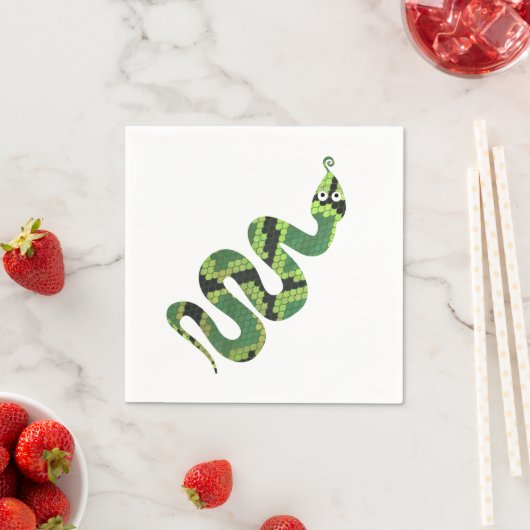 Snake Black en Green Print Silhouette Servetten (Insitu)