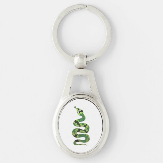 Snake Black en Green Print Silhouette Sleutelhanger (Voorkant)