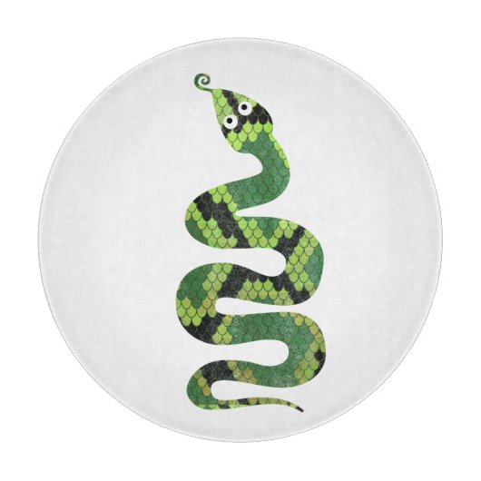 Snake Black en Green Print Silhouette Snijplank (Voorkant)