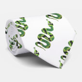 Snake Black en Green Print Silhouette Stropdas (Opgerold)
