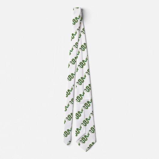 Snake Black en Green Print Silhouette Stropdas (Achterkant)