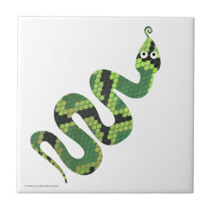 Snake Black en Green Print Silhouette Tegeltje