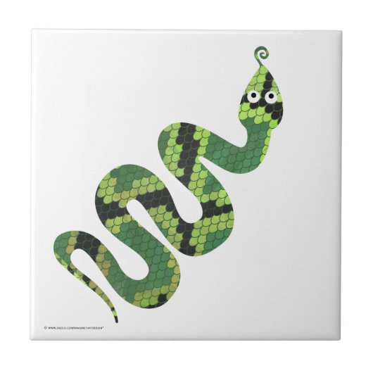 Snake Black en Green Print Silhouette Tegeltje (Voorkant)
