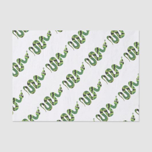 Snake Black en Green Print Silhouette Tissuepapier (Voorkant)