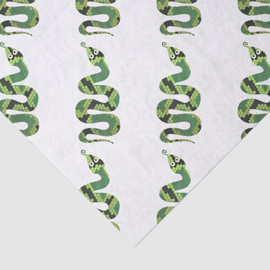 Snake Black en Green Print Silhouette Tissuepapier (Detail)