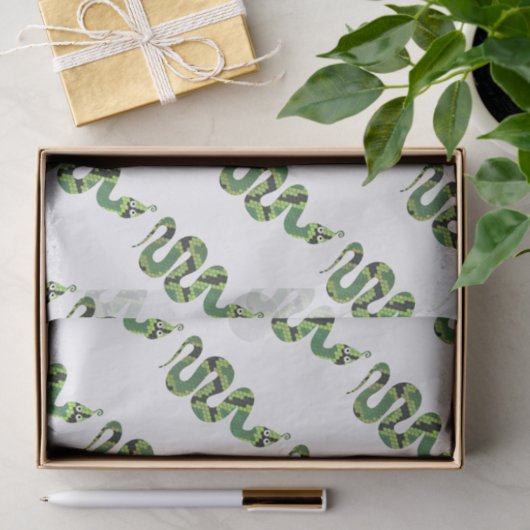 Snake Black en Green Print Silhouette Tissuepapier (Geschenk)