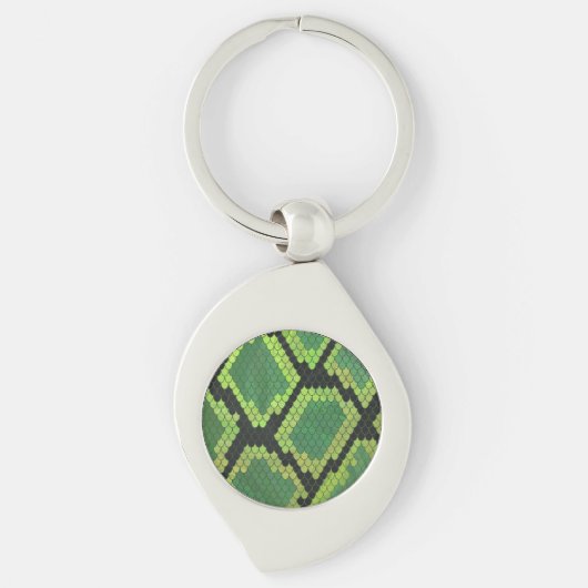 Snake Black en Green Print Sleutelhanger (Voorkant)
