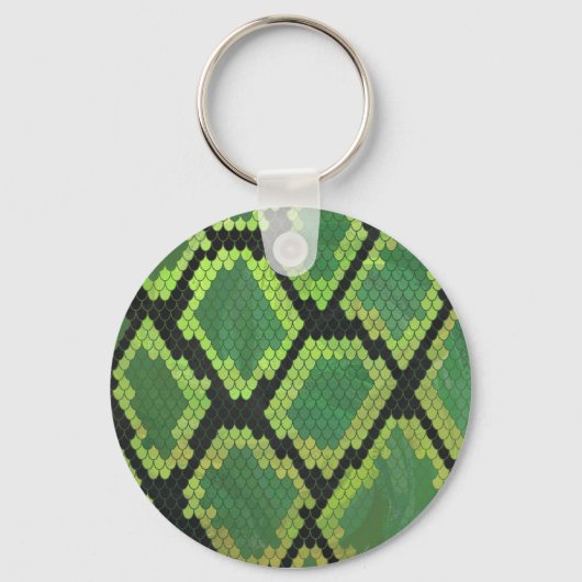 Snake Black en Green Print Sleutelhanger (Voorkant)