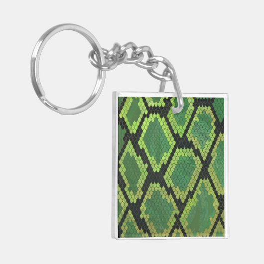 Snake Black en Green Print Sleutelhanger (Voorkant Links)