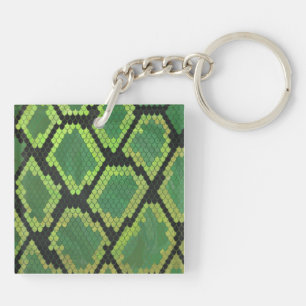 Snake Black en Green Print Sleutelhanger