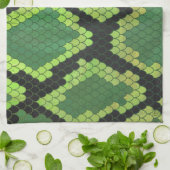 Snake Black en Green Print Theedoek (Gevouwen)