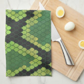 Snake Black en Green Print Theedoek (Quarter Fold)