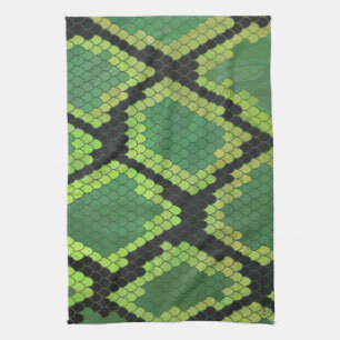 Snake Black en Green Print Theedoek