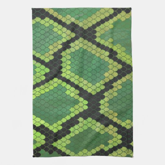 Snake Black en Green Print Theedoek (Verticaal)