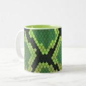 Snake Black en Green Print Tweekleurige Koffiemok (Voorkant links)
