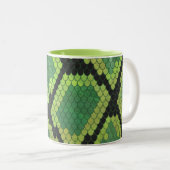 Snake Black en Green Print Tweekleurige Koffiemok (Voorkant rechts)