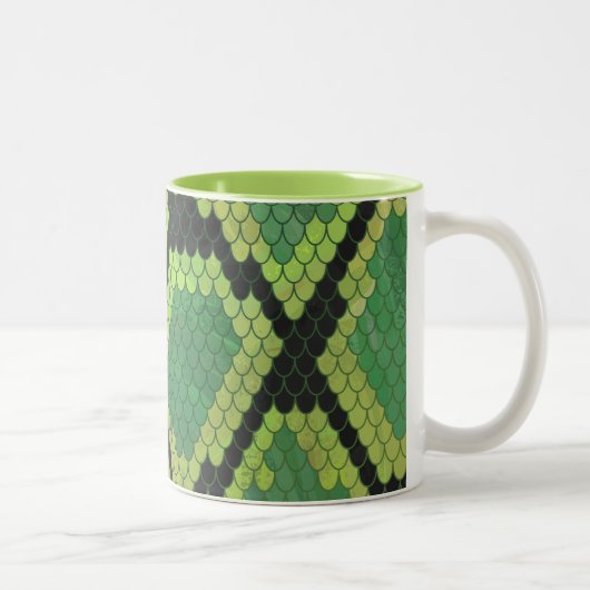 Snake Black en Green Print Tweekleurige Koffiemok (Rechts)