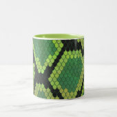 Snake Black en Green Print Tweekleurige Koffiemok (Center)