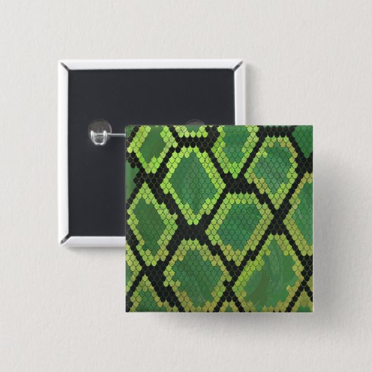 Snake Black en Green Print Vierkante Button 5,1 Cm (Voorkant /achterkant)
