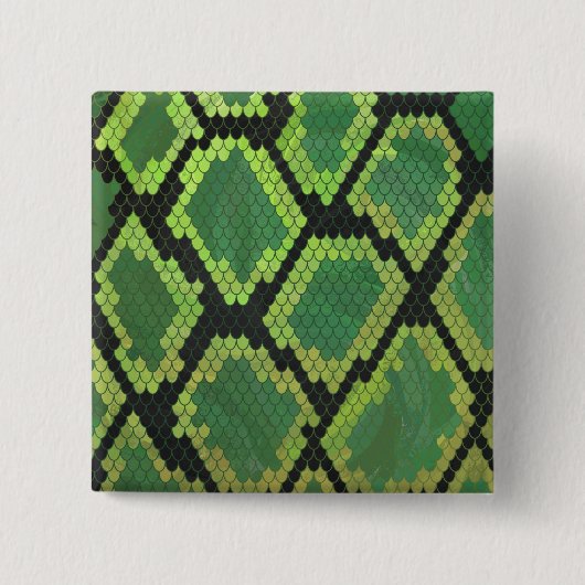 Snake Black en Green Print Vierkante Button 5,1 Cm (Voorkant)