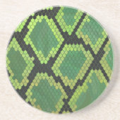 Snake Black en Green Print Zandsteen Onderzetter (Voorkant)