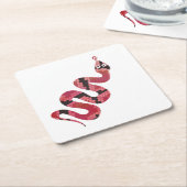 Snake Black en Red Silhouette Kartonnen Onderzetters (Schuin)