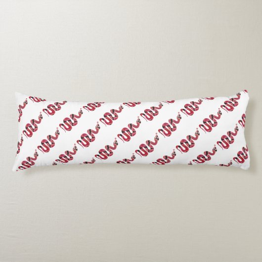 Snake Black en Red Silhouette Lichaamskussen (Voorkant)