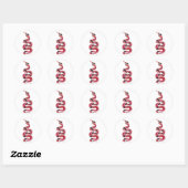 Snake Black en Red Silhouette Ronde Sticker (Vel)
